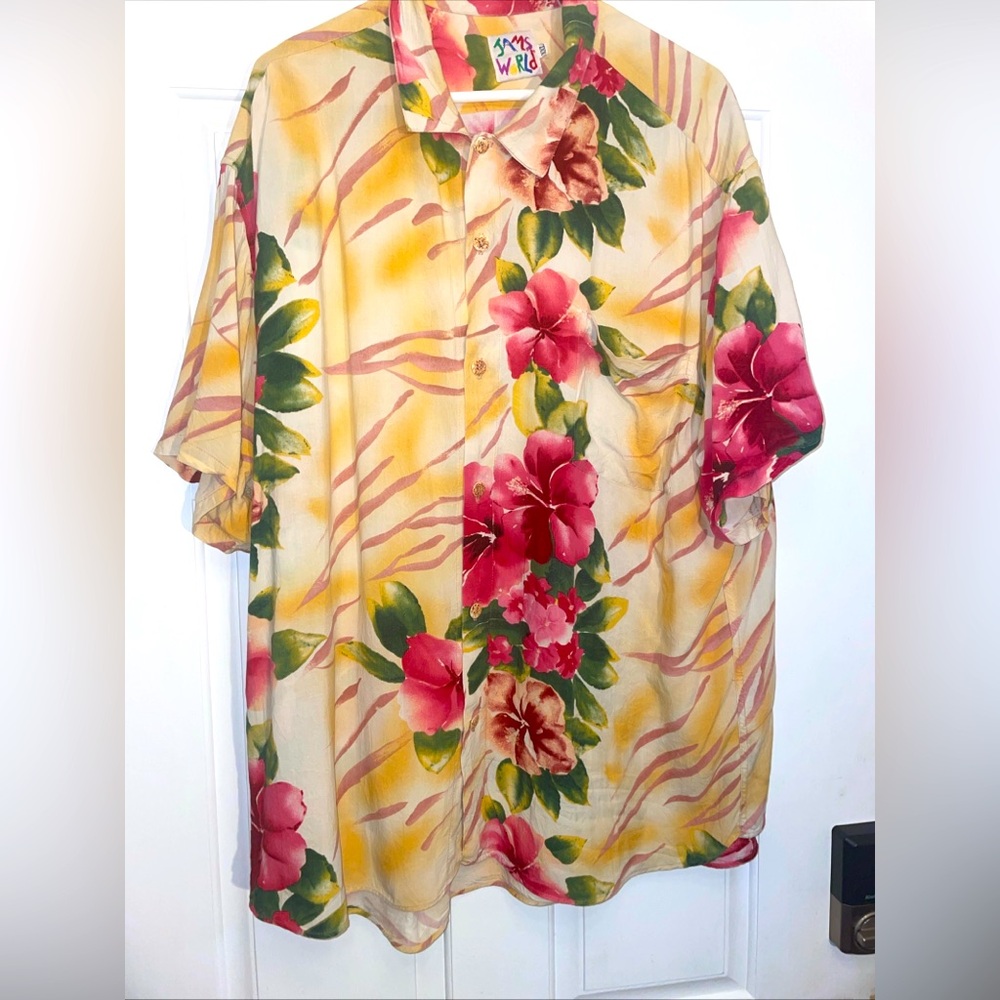 JAMS WORLD WATERCOLOR FLORAL S/S SHIRT Rayon Hawaiian sz XXL Shirt Loud